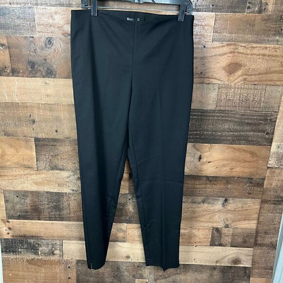 Vince Camuto Trouser Pants Satiny Black Side Zipper Ankle Slits Stretch Women 8 - Picture 12 of 13